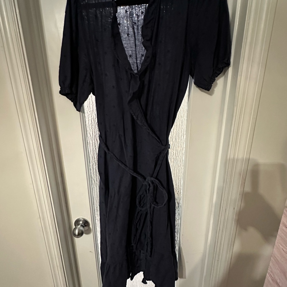 Old Navy Dark Midi Dress with Tie Waist